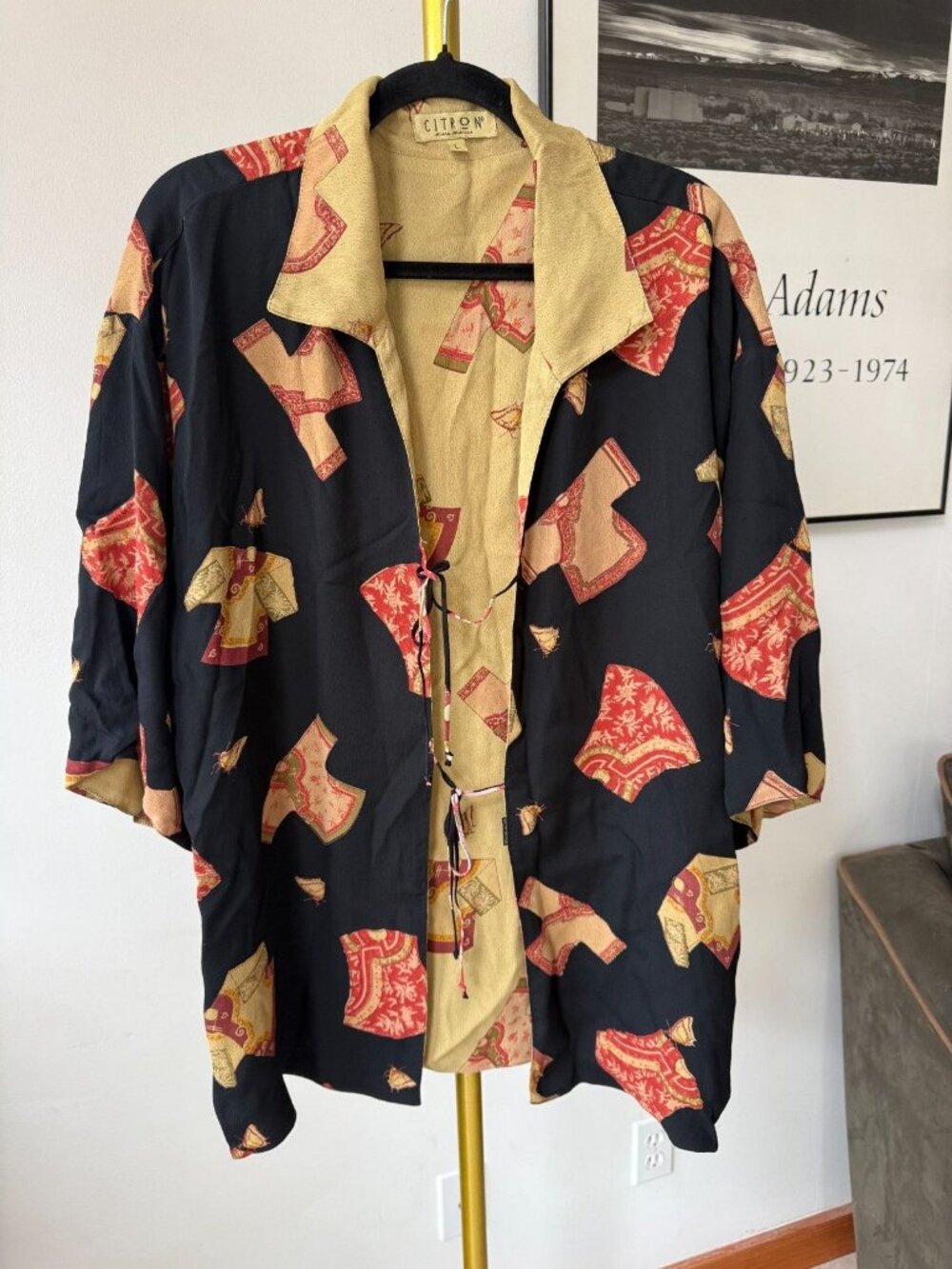 Vintage Citron Santa Monica Reversible Kimono Top Women’s Large Boho 1093